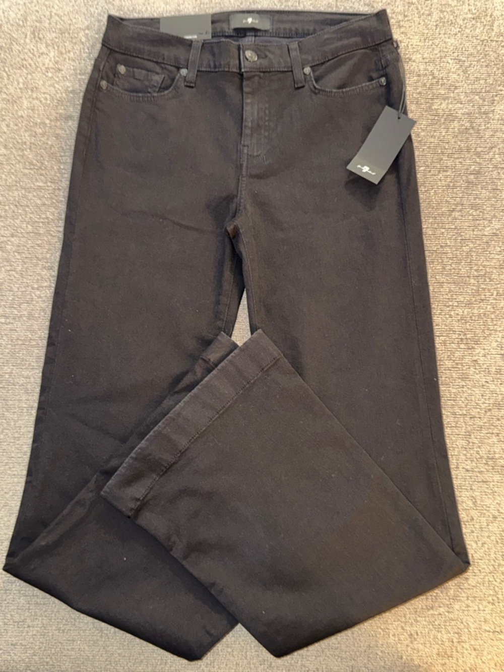 7 For All Mankind Black Dojo Wide Leg Jeans